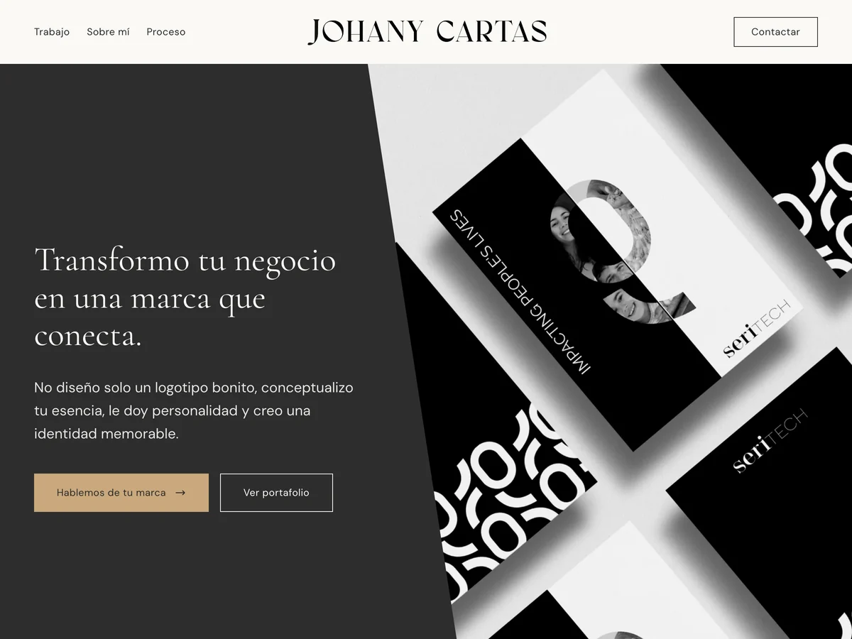 Web de Johany Cartas, diseño de marca, creada por GacelaOne