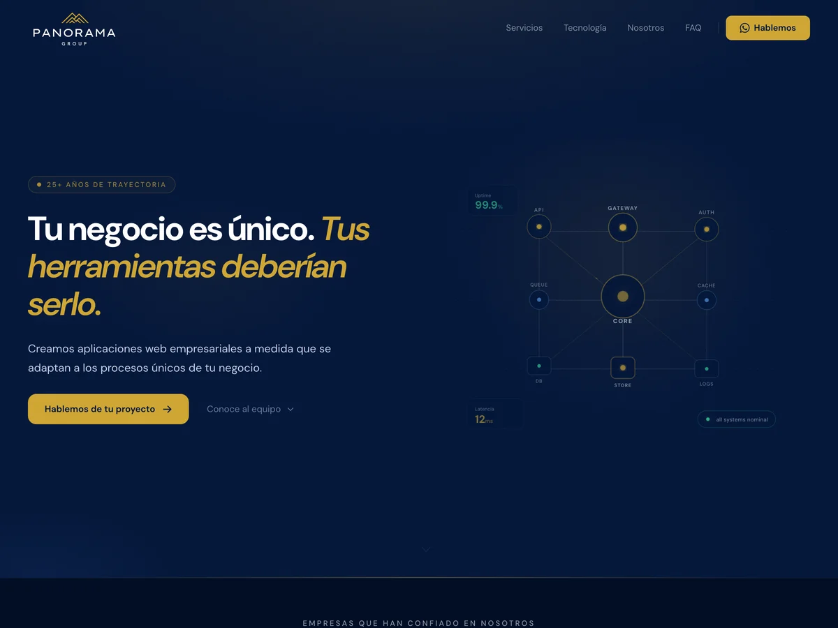 Web corporativa de Panorama Group creada por GacelaOne