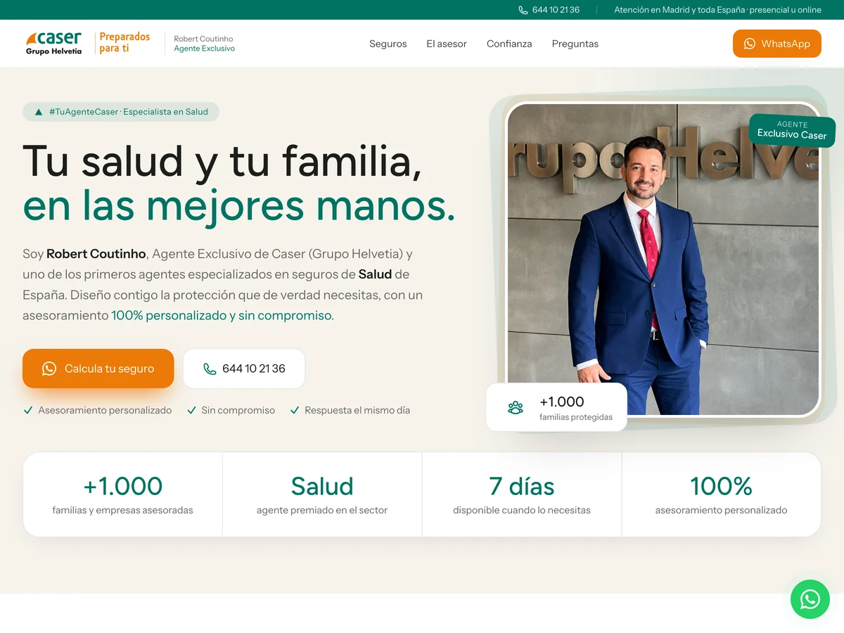 Web de Robert Coutinho, agente de seguros, creada por GacelaOne